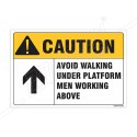 Avoid Walking Under Platform Men Working Above Construction Safety Label| Protector FireSafety