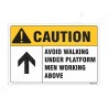 Avoid Walking Under Platform Men Working Above Construction Safety Label| Protector FireSafety