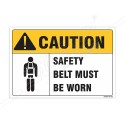 Safety Belt Must Be Worn Construction Safety Label| Protector FireSafety