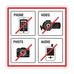 No Phone, Photo, Video And Audio Prohibition Sign| Protector FireSafety