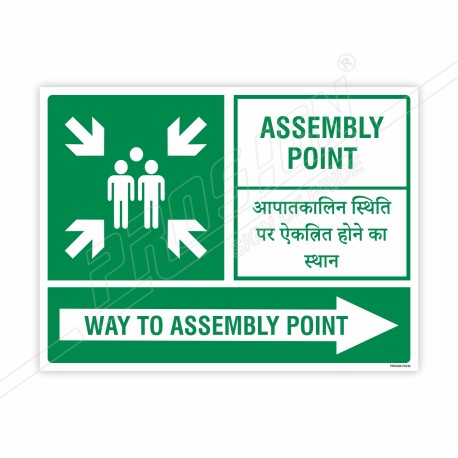 Assembly Point English & Hindi Sign| Protector FireSafety