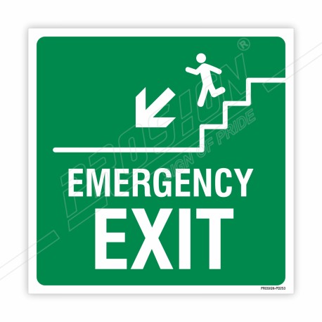 Emergency Exit Stair Down Man With Arrow Direction Sign| Protector FireSafety