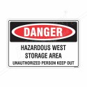 Hazardous West Storage Area Danger Sign| Protector FireSafety