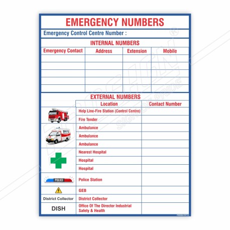 Emergency Number General Safety Poster| Protector FireSafety
