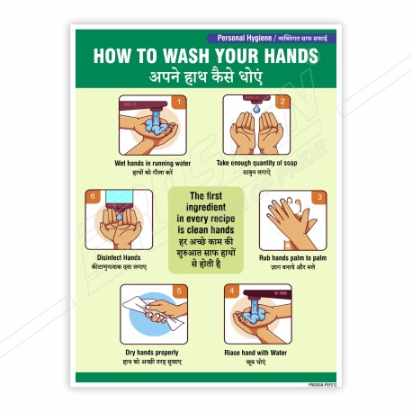 How To Wash Your Hand, Hand Wash Safety Poster| Protector FireSafety