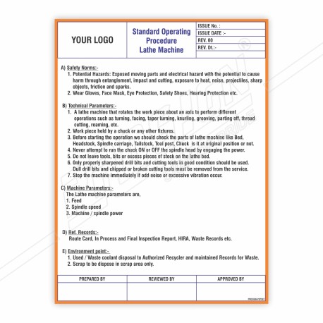 SOP Of Lath Machine Safety Poster| Protector FireSafety