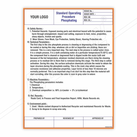 SOP Of Phosphating Safety Poster| Protector FireSafety