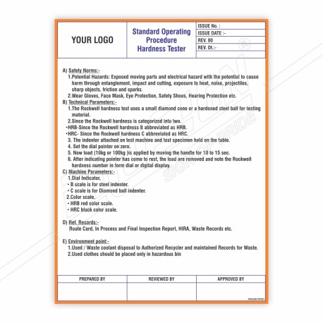SOP Of Hardness Taster Safety Poster| Protector FireSafety