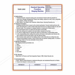 SOP Of Shaping Machine Safety Poster| Protector FireSafety