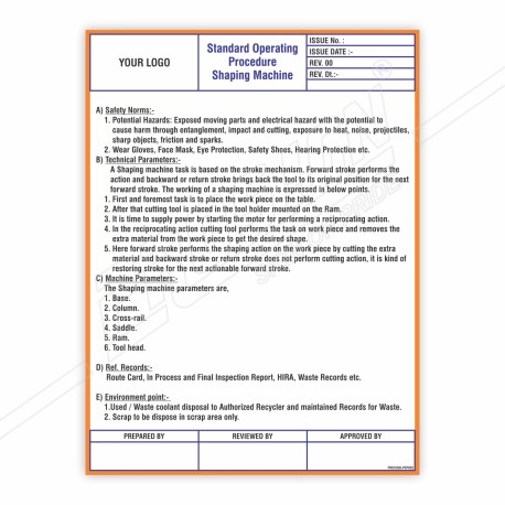 SOP Of Shaping Machine Safety Poster| Protector FireSafety