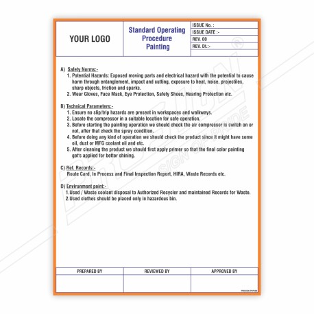 SOP Of Painting Safety Poster| Protector FireSafety