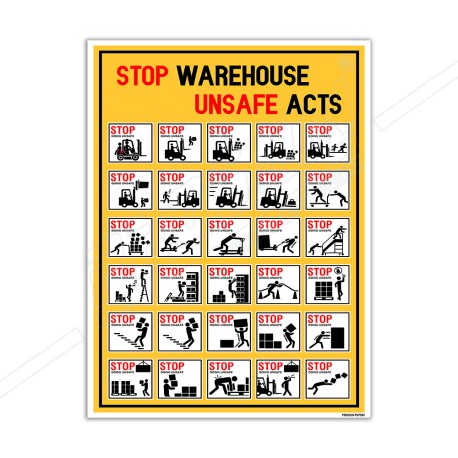 Stop Warehouse Unsafe Acts Safety Posters| Protector FireSafety