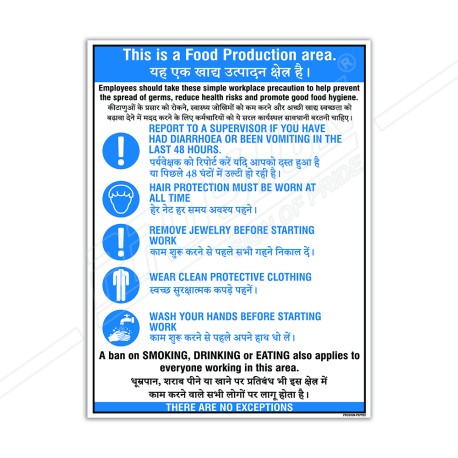 This Is Food Production Are In English & Hindi, Food Safety Posters| Protector FireSafety