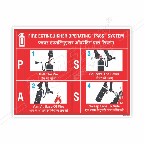 P.A.S.S. System English & Hindi, Fire Safety Posters| Protector FireSafety