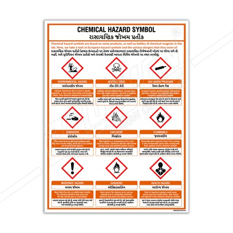 Chemical Hazard Symbol English & Gujrati Safety Posters| Protector FireSafety