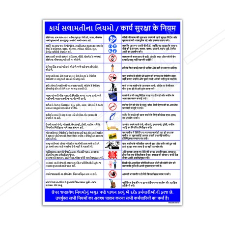 Work Safety Rules Gujrati & Hindi Safety Posters| Protector FireSafety