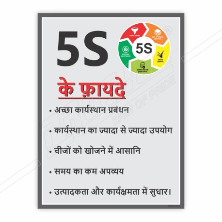 Benefit Of 5 S In Hindi Safety Posters| Protector FireSafety