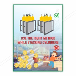 Use Right Method While Stacking Cylinders, Material  Safety Posters| Protector FireSafety