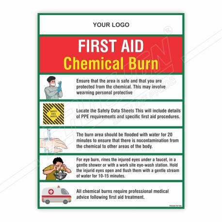 Chemical Burn First Aid Safety Posters| Protector FireSafety