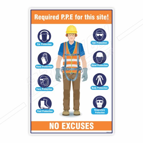 Require PPE In This Site, PPE Safety Posters| Protector FireSafety