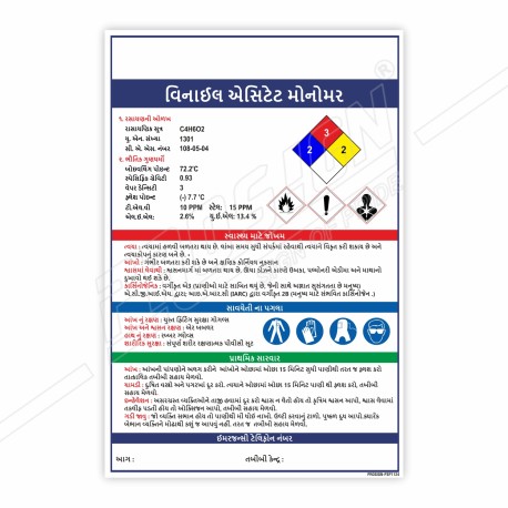 Gujrati Vinegar Chemical Safety Posters| Protector FireSafety