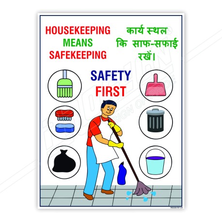 House Keeping Means Safekeeping IN English & Hindi Safety Posters| Protector FireSafety