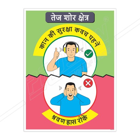 Wear Ear Protection In Hindi Safety Posters| Protector FireSafety