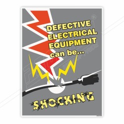 Defective Electrical Equipment Can Be Shocking Safety Posters| Protector FireSafety