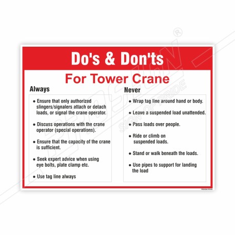 Do's And Don'ts Of Tower Crane Safety Posters| Protector FireSafety