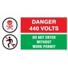 Danger 440 Volts- Do not enter without work permit